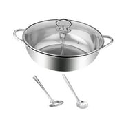 Stainless Steel Shabu Shabu Hot Pot Hot Pot Cookware Japanese Cookware with Spoons Ramen Cooker for Kitchen Restaurant Travel 36cm